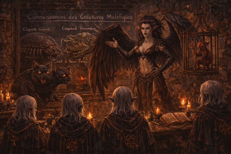 professeur harpies donne cour sur creature malefiques
